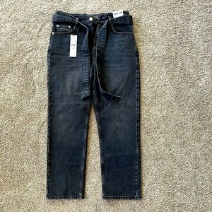 Topshop Tie Jeans Dark Gray size 6